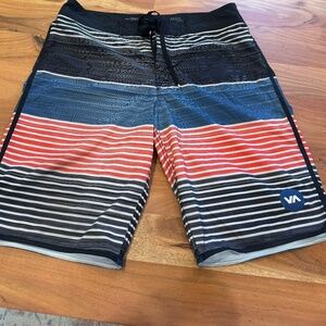 RVCA Board Shorts Performance Stretch Trunks Striped Size 34
